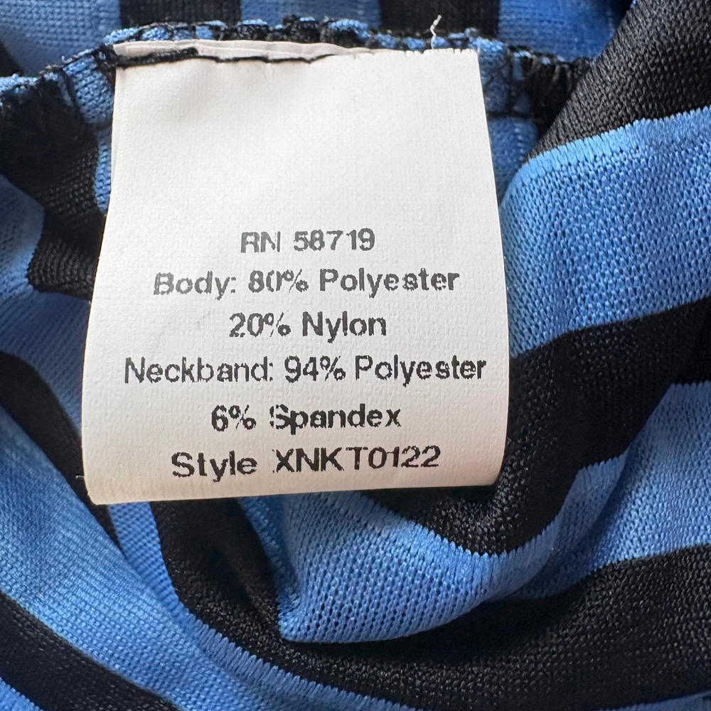 NY Collection Womens Large Tank Top Blue Black Tiered Ruffled Sleeveless Blouse - Picture 7 of 8